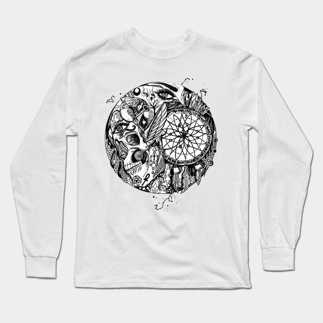 Skull and The Dreamcatcher Circle Long Sleeve T-Shirt by kenallouis